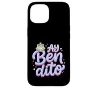 Ay Bendito Sad Coqui Frog in Crown Kawaii Spanish Phrase Case for iPhone 15