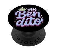 Ay Bendito Sad Coqui Frog in Crown Kawaii Spanish Phrase PopSockets Adhesive PopGrip