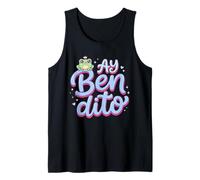 Ay Bendito Sad Coqui Frog in Crown Kawaii Spanish Phrase Tank Top