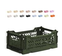 Ay-Kasa The Original Foldable Plastic Storage Container, Foldable Storage Basket, Stackable Boxes, Stackable Storage Folding Box for Kitchen, Toys and Office (Mini, Khaki)