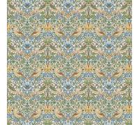 AYA Fashion 100% Cotton Digital Printed Panama Side-Matching Fabric William Morris Design Medium-Weight 220GSM for Furnishing & Décor | Strawberry Thief Sky - Sold by 1 Meter