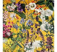 AYA Fashion Designer Crafty Velvet Fabric Digitally Printed Soft & Durable Material Plush Finish 290GSM for Curtains Cushions & Décor 148cm Wide - Sold by 1 Meter | Summer Floral Ochre
