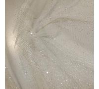 Aya Fashion Glitter Tulle Soft Net Fabric Lightweight 32GSM Ideal for Veils Wedding Dresses Costumes & DIY Crafts 59” Wide - Sold by The Meter (Ivory)