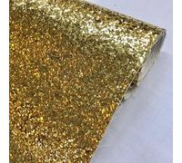 AYA Fashion Sparkly Chunky Glitter Fabric Vinyl Faux Leather Leatherette Craft Material for DIY Projects Hair Bows Card Making Festive Decoration 140cm Wide | Sold by Half Meter - Gold