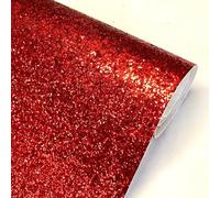 AYA Fashion Sparkly Chunky Glitter Fabric Vinyl Faux Leather Leatherette Craft Material for DIY Projects Hair Bows Card Making Festive Decoration 140cm Wide | Sold by Half Meter - Red