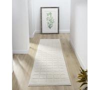 Desire Rugs Aya Living Room Area Rugs - Embossed Cubed Design in Cream | Size: 60 cm x 220 cm Desire Rugs Cream 60 cm x 220 cm