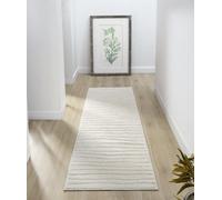 Desire Rugs Aya Living Room Area Rugs - Embossed Lines Pattern in Cream | Size: 60 cm x 220 cm Desire Rugs Cream 60 cm x 220 cm