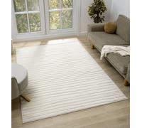 Aya Living Room Area Rugs - Embossed Lines Pattern Desire Rugs Cream 200cm x 290cm