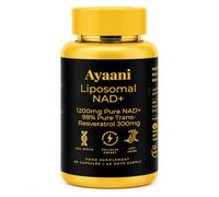 Ayaani Liposomal NAD+ 1200mg | Trans-Resveratrol 300mg | High Absorption Longevity Supplement for Cellular Energy, DNA Support & Healthy Ageing | 40-Day Supply | 80 Vegan Capsules
