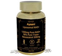 Ayaani Liposomal NAD+ Trans-Resveratrol Supplement 1500mg Complex - Reduction of Tiredness & Fatigue, Healthy-Ageing, Enhanced Performance & Vitality Booster - 80 Count Vegan Capsules