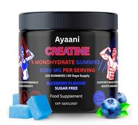 Ayaani Muscle Growth, Recovery & Strength Support - with L Creatine, Taurine & Alpha-GPC - Creatine Monohydrate Gummies - 120 Sugar Free Blueberry Flavour - 5000mg Per Serving