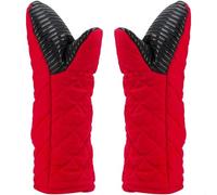 AYADA Oven Gloves Gauntlet Long Oven Mitts Rubber Cotton Soft Hot Heat Proof for Kitchen Cooking Chef Home Grilling Baking Pizza Microwave Oven Double Pair (Red)
