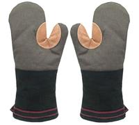 AYADA Oven Gloves Long Thick Large Oven Mitts Mits Cotton Leather Soft for Kitchen Cooking Chef Home Baking Pizza Pair for Men Heavy Duty Washable (Grey)