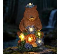 Ayadon Solar Capybara Garden Statue with Flower LED Lights, Resin Capybara Garden Decor, Outdoor Statue, Patio, Yard, Pond, Lawn Ornaments, Unique Capybara Gifts for Mom Women Grandma