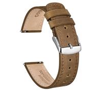 Ayadoo 20mm Camel Genuine Leather Watch Strap, Quickly Release Spring Bars Band for Men Women