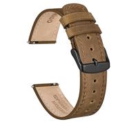 Ayadoo 22mm Camel Genuine Leather Watch Strap, Quickly Release Spring Bars Band for Men Women