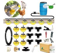 Ayakol Complete Set Automatic Chicken Waterer System, Innovative Quick-Connect Water System with 6 Large Size Water Cups Removable and Washable, 18.5ft Pipeline and Float Valve