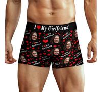 Ayambetus Custom I LOVE MY GIRLFRIEND Photo Boxers Personalised Mens Boxers Briefs with Photo Face Customised Trunks Underwear Underpants Gifts for Men Husband Boyfriend Size-M