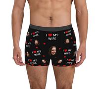 Ayambetus Custom I LOVE MY WIFE Photo Boxers Personalised Mens Boxers Briefs with Photo Face Customised Trunks Underwear Underpants Funny Gifts for Men Husband Boyfriend Fathers Valentines Day Size-M