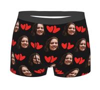 Ayambetus Custom Love Heart Photo Boxers Personalised Mens Boxer Briefs with Photo Face Customised Trunks Underwear Underpants Funny Gifts for Men Husband Boyfriend Fathers Valentines Day Size-XXL