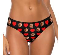 Ayambetus Custom Women's G-Strings Thongs & Tangas with Photo Face Personalised Bikini Panties Customised Underwear Gifts For Woman Girlfriend Wife Size-L Black