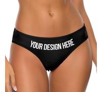 Ayambetus Custom Women's G-Strings Thongs & Tangas with Photo Text Personalised Name Bikini Panties Customised Underwear Gifts For Woman Girlfriend Wife Size-L