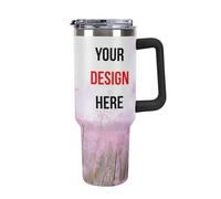 Ayambetus Personalised 40oz Stainless Steel Vacuum Insulated Cup Custom Photo Text Travel Flask Personalized Car Coffee Mug Tumbler with Straw and Lid with Black Handle Gifts for Women Men