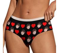 Ayambetus Personalized Photo Face Women's Bikini & Briefs Personalised Women Lace Underwear Custom Briefs for Women Lady Girlfriend Wife Size L