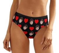 Ayambetus Personalized Photo Face Women's Bikini & Briefs Personalised Women Low Waist Underwear Custom Briefs for Women Lady Girlfriend Wife Size L