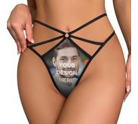 Ayambetus Personalized Photo Text G-Strings Thongs Tangas Women's Bikini & Briefs Personalised Women Funny Underwear Custom Briefs for Women Girlfriend Wife Valentines Size L