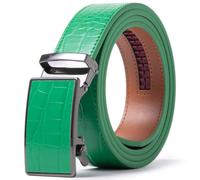 ayamoti Genuine Leather Slide Ratchet Belt Men Multicolored Unisex Customizable Fit, C-green, Waist 28''-46