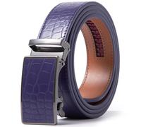 ayamoti Genuine Leather Slide Ratchet Belt Men Multicolored Unisex Customizable Fit, C-purple, Waist 28''-46