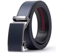 ayamoti Genuine Leather Slide Ratchet Belt Men Multicolored Unisex Customizable Fit, Navy, Waist 28''-46