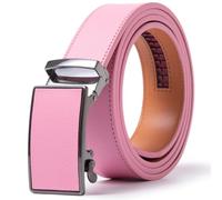 ayamoti Genuine Leather Slide Ratchet Belt Men Multicolored Unisex Customizable Fit, Pink, Waist 28''-46