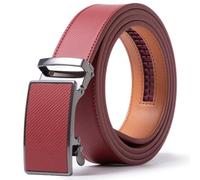 ayamoti Genuine Leather Slide Ratchet Belt Men Multicolored Unisex Customizable Fit, Red, Waist 28''-46