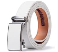 ayamoti Genuine Leather Slide Ratchet Belt Men Multicolored Unisex Customizable Fit, White, Waist 28''-46