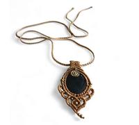 AYANA Black Onyx Handmade Macrame Pendant Necklace | Adjustable Healing Crystal Pendant | Ethically Sourced Gemstone Handmade Macrame Jewelry | Women's Ethnic Bohemian Jewelry, Crystal, Onyx
