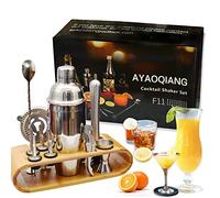 AYAOQIANG Cocktail Making Set, Cocktail Shaker Set with Stand, 750ml Stainless Steel Shaker for Cocktail, Home Bar Cocktail Tool Set for Bartender,Gift for Men Birthday,Thanksgiving,Christmas