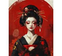 AYAOYANGGO 11CT Printed Cross Stitch Kit Anime Japanese Geisha Counted Painting Printed DIY Needlework Set Tamped Wall Art Home Decoration 30x40cm