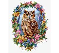 AYAOYANGGO 9CT DIY Bead Embroidery Kits Owl and Wreath Embroidery Beads Fantasy Animals DIY Beadwork Craft Kit for Beginners,Needlework Set,Needlepoint Pattern Decor Wall Art 40x50cm