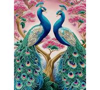 AYAOYANGGO Animal DIY Bead Embroidery Kits Fantasy Peacock Cross Stitch Needlepoint Handcraft Tapestry Kit Beaded Stitching Pattern 3D Embroidery Set 40x50cm