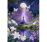 AYAOYANGGO Animal DIY Beaded Cross Stitch Kits Peacock and Lily Bead Embroidery Kit for Adults Needlepoint Tapestry Set Beaded Stitching 50x60cm