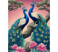 AYAOYANGGO Animal DIY Beading Embroidery Kit Anime Peacock Needlepoint Handcraft Kit DIY Beaded Painting 3D Tapestry Bead Cross Stitch Set 40x50cm