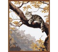 AYAOYANGGO Animal Latch Hook Kits for Adultscat in The Tree DIY Rugs Set with Printed Canvas Floor Mat Crochet Yarn Embroidery Hook Latch Carpet Tapestry for Home Decoration 21x29in