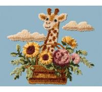 AYAOYANGGO Animal Latch Hook Rug Kitgiraffe in A Flower Basket Crochet Sewing Kit Classic Latch Hook Rug Kits for Adults 3D Craft Set for Home Decor Festival Gift 35x46in