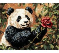 AYAOYANGGO Animal Latch Hook Rug Kitpanda and Roses Latch Hook Kits for Adults Rug Embroidery Kit，DIY Needlework Sofa Cushion Carpet Making Set 21x29in