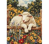 AYAOYANGGO Animal Latch Hook Rug Kitsheep Climbing On The Fence DIY Rug Making Craft Adults with Color Printed Canvas Crochet Embroidery Carpet Set Home Decor 21x29in