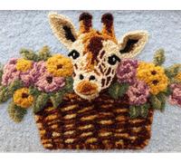 AYAOYANGGO Animal Rug Making Kitgiraffe in A Flower Basket Latch Hook Kits Rugs Large for Adults Beginners,DIY Crochet Set，Tapestry Making Kit，Embroidery Sofa Cushion Carpet 23x16in