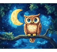 AYAOYANGGO Animal Rug Making Kitowl and Moon Latch Hook Kits Rugs Large for Adults Beginners,DIY Crochet Set,Tapestry Making Kit,Embroidery Sofa Cushion Carpet 33x45in