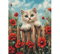 AYAOYANGGO Animal Stamped Cross Stitch Kits Cats and Flowers Cross Stitch Kits for Adults Beginners DIY Art Embroidery Kit for Gift Home Decor 11CT 40x50cm